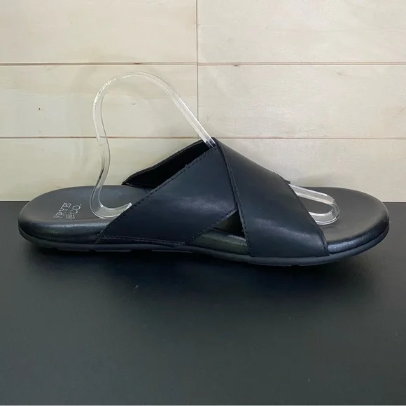 Frye Co Rocco Slides Men's Size 13 Shoes Black Faux Leather Cross Strap Sandals - Picture 3 of 11